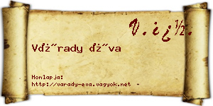 Várady Éva névjegykártya