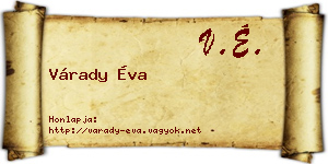 Várady Éva névjegykártya